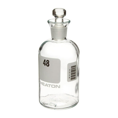 26969. FRASCO DBO 300ML DE VIDRIO, NUMERADO 25-48 C/TAPON ROBOTICO Y ETIQUETA DE CODIGO DE BARRAS WHEATON