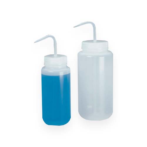 13734. PIZETA (FRASCO LAVADOR) 500ML BOCA ANCHA SALIDA SUPERIOR, POLIETILENO BAJA DENSIDAD C/TAPON DE ROSCA DE POLIPROPILENO NALGENE
