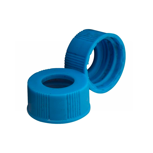 17604. TAPON DE ROSCA DE POLIPROPILENO AZUL 20-400 C/PARTE SUPERIOR ABIERTA CAJA C/300 PIEZAS - WHEATON