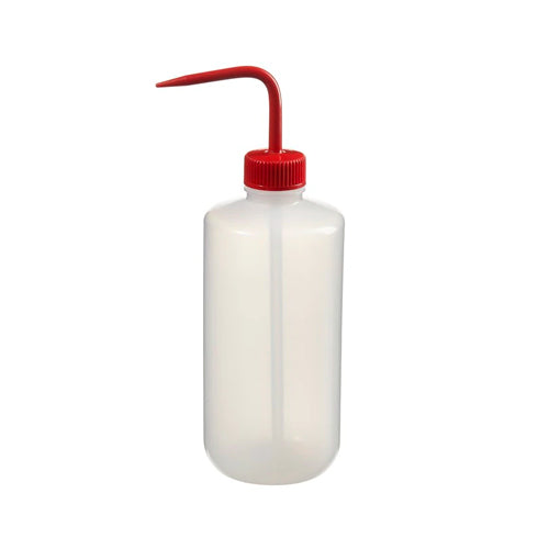 11116. PIZETA (FRASCO LAVADOR) 500ML BOCA ANGOSTA SALIDA SUPERIOR C/TAPA ROJA LDPE PAQUETE C/2 PIEZAS NALGENE