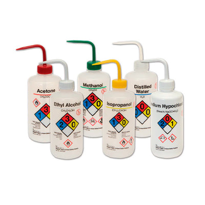 11761. PIZETA (FRASCO LAVADOR) 500ML METANOL, BOCA ANGOSTA SALIDA SUPERIOR C/TAPA VERDE, LDPE - NALGENE