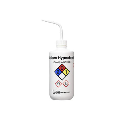 1468. 	PIZETA (FRASCO LAVADOR) 500ML HIPOCLORITO DE SODIO, BOCA ANGOSTA SALIDA SUPERIOR C/TAPA BLANCA, LDPE NALGENE