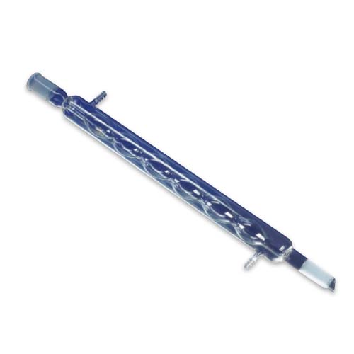 15097. CONDENSADOR DE VIDRIO ALLIHN DE 8 BULBOS, 650MM JUNTA 24/40 C/PUNTA DE GOTEO