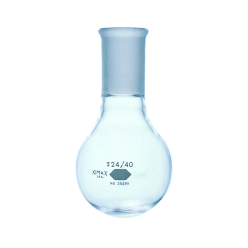 24677. MATRAZ DE EBULLICION DE VIDRIO 500ML FONDO REDONDO, UNION ESMERILADA 24/40 KIMAX