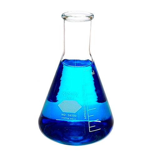10873. MATRAZ ERLENMEYER DE VIDRIO 125ML BOCA ANGOSTA PAQUETE C/2 PIEZAS KIMAX