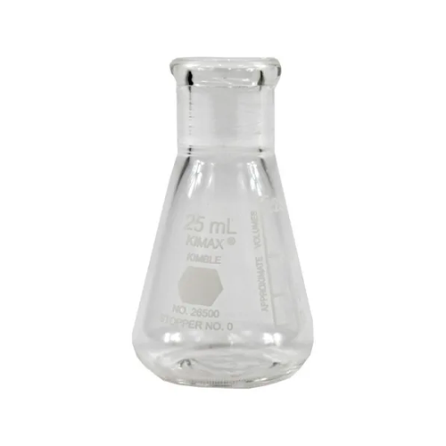 19732. MATRAZ ERLENMEYER DE VIDRIO 25ML BOCA ANGOSTA PAQUETE C/2 PIEZAS - KIMAX