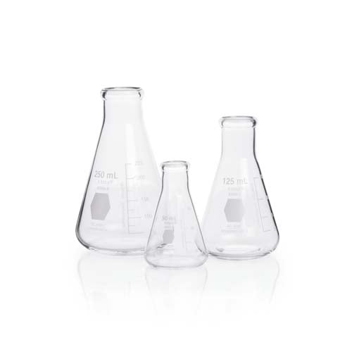 21580. MATRAZ ERLENMEYER DE VIDRIO 300ML BOCA ANGOSTA C/2 KIMAX