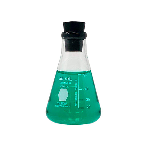 11567.MATRAZ ERLENMEYER DE VIDRIO 50ML BOCA ANGOSTA PAQUETE C/2 PIEZAS - KIMAX