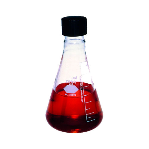 10877. MATRAZ ERLENMEYER DE VIDRIO 125ML C/TAPON DE ROSCA - KIMAX