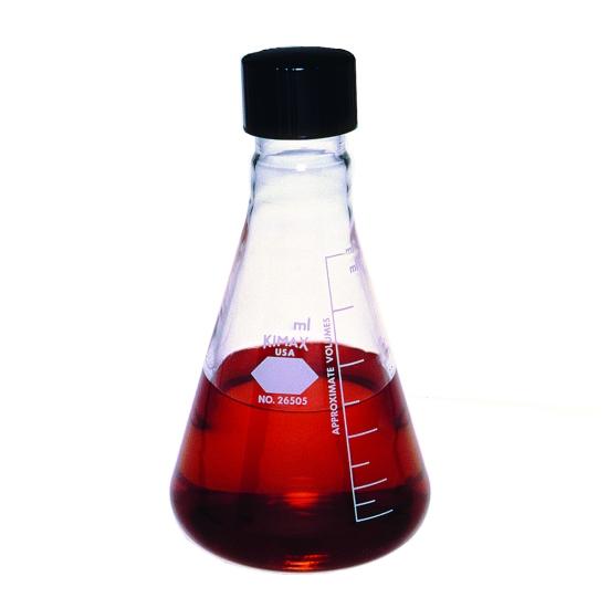 1989. 1989. MATRAZ ERLENMEYER DE VIDRIO C/TAPON DE ROSCA 50ML - KIMAX
