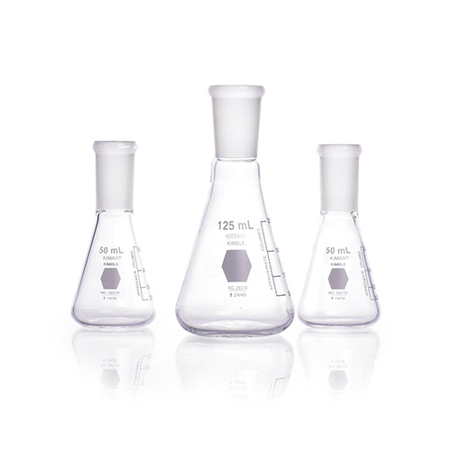 11568.MATRAZ ERLENMEYER DE VIDRIO 250ML UNION ESMERILADA 24/40  - KIMAX