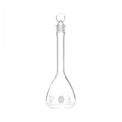 18076. MATRAZ VOLUMETRICO DE VIDRIO 2ML CLASE A C/TAPON DE VIDRIO - KIMAX