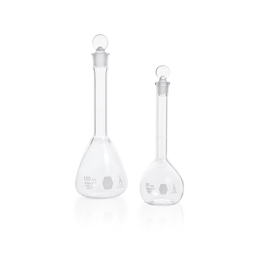 5655. MATRAZ VOLUMETRICO DE VIDRIO 5ML CLASE A C/TAPON DE VIDRIO - KIMAX