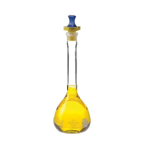 5754. MATRAZ VOLUMETRICO DE VIDRIO 500ML CLASE A C/TAPON DE POLIETILENO - KIMAX