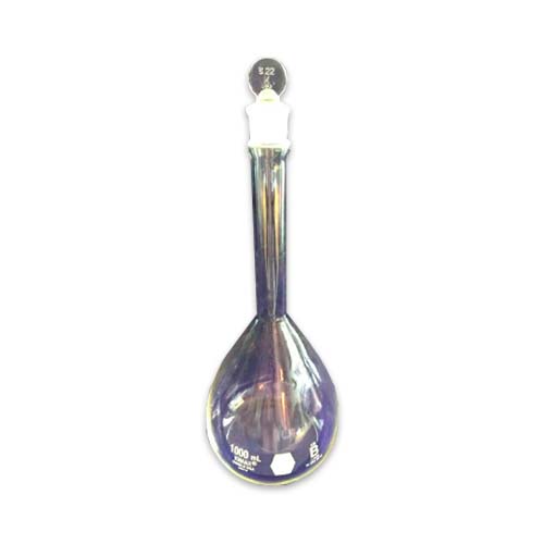 14214. MATRAZ VOLUMETRICO DE VIDRIO 1LT CLASE B C/TAPON DE VIDRIO - KIMAX