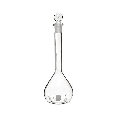 11577.MATRAZ VOLUMETRICO DE VIDRIO 2LT CLASE B C/TAPON DE VIDRIO  - KIMAX