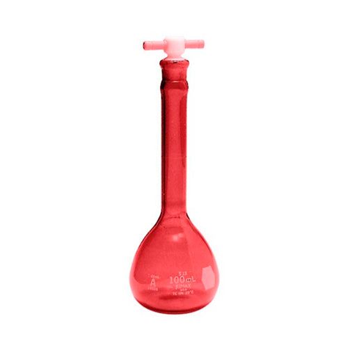 10888. MATRAZ VOLUMETRICO DE VIDRIO 100ML CLASE A RAY-SORB AMBAR C/TAPON PTFE - KIMAX