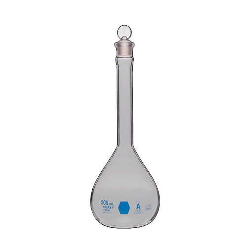 26928. MATRAZ VOLUMETRICO DE VIDRIO 200ML CLASE A CERTIFICADO/LOTE C/TAPON DE VIDRIO KIMAX