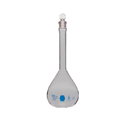 24679. MATRAZ VOLUMETRICO DE VIDRIO 250ML CLASE A C/TAPON DE POLIETILENO, CERTIFICADO LOTE KIMAX