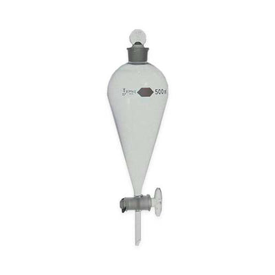 12719.EMBUDO DE SEPARACION DE VIDRIO 500ML FORMA PERA C/LLAVE DE VIDRIO - KIMAX