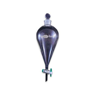 14222. EMBUDO DE SEPARACION DE VIDRIO 1000ML FORMA PERA C/LLAVE DE TEFLON - KIMAX