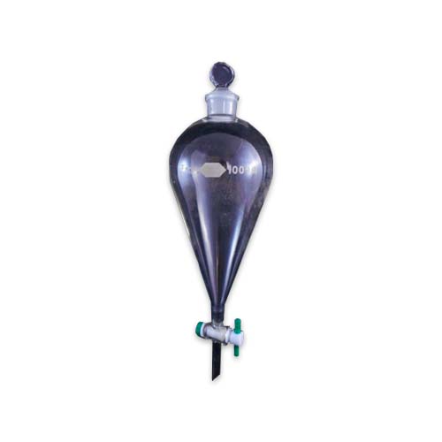14222. EMBUDO DE SEPARACION DE VIDRIO 1000ML FORMA PERA C/LLAVE DE TEFLON - KIMAX
