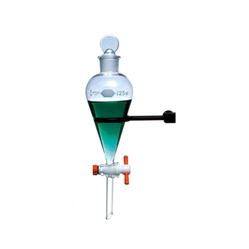 10893. EMBUDO DE SEPARACION DE VIDRIO 250ML FORMA PERA C/LLAVE DE TEFLON - KIMAX
