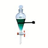25265. EMBUDO DE VIDRIO 60ML FORMA PERA SQUIBB C/LLAVE DE PASO DE TEFLON Y TAPON DE VIDRIO KIMAX