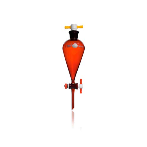 21317. EMBUDO DE SEPARACION DE VIDRIO 125ML FORMA PERA RAY-SORB TAPON Y LLAVE DE TEFLON - KIMAX