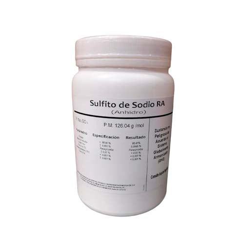 20216. SULFITO DE SODIO ANHIDRO RA PLASTICO 500GR PAQUETE C/2 PIEZAS - CTR