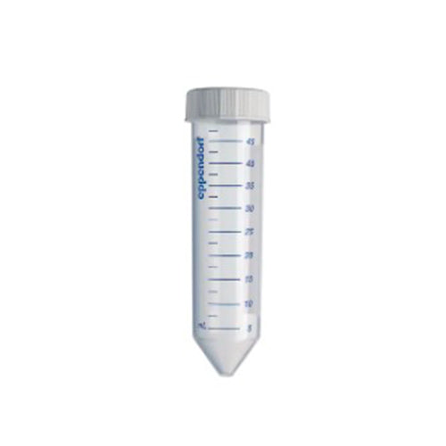 8240. TUBO DE POLIPROPILENO 50ML CONICO INCOLORO ESTERIL LIBRE DE PIROGENOS, DNASAS, RNASAS Y ADN HUMANO Y BACTERIANO C/500 (20 BOLSAS C/25 PIEZAS) EPPENDORF