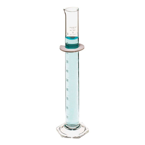 10737. PROBETA (MEDIDA CILINDRICA) DE VIDRIO 100ML CLASE A GRADUADA DOBLE ESCALA EN AZUL - PYREX