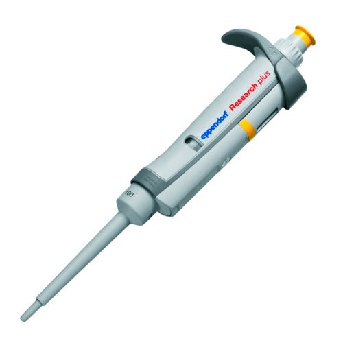 25603. MICROPIPETA MONOCANAL VOLUMEN VARIABLE 2-20UL RESEARCH PLUS, BOTON DE OPERACION COLOR AMARILLO EPPENDORF