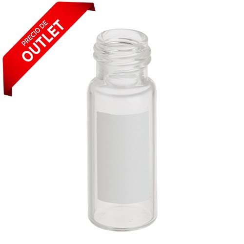 22158. VIAL VIDRIO CLARO 2ML 12X32MM C/MARCA P/ROTULAR, ROSCADO 9MM PAQUETE C/100 PIEZAS FINNERAN