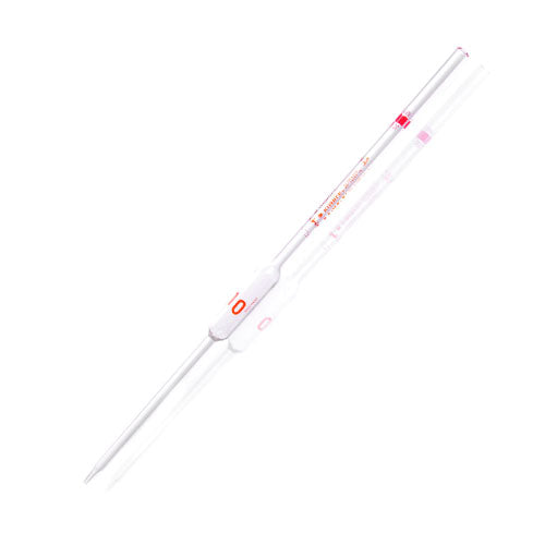26935. PIPETA VOLUMETRICA DE VIDRIO 10ML CLASE A CERTIFICADO/LOTE SERIALIZADA, CODIGO COLOR ROJO KIMAX
