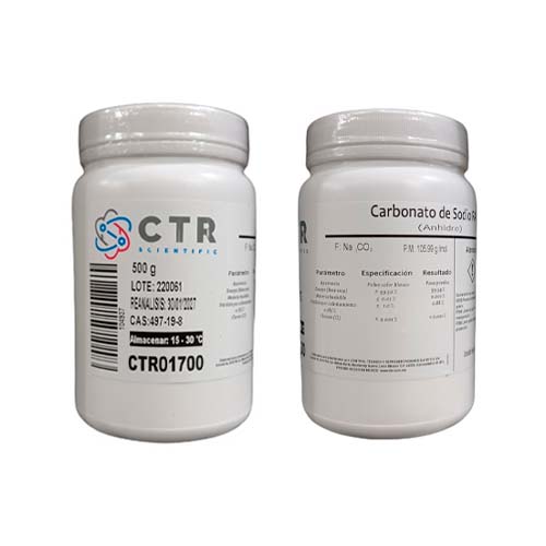 20119. CARBONATO DE SODIO ANHIDRO RA PLASTICO 500GR CTR