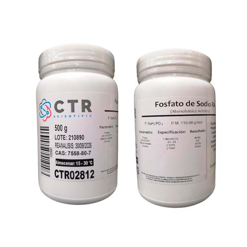 20143. FOSFATO DE SODIO MONOBASICO ANHIDRO RA PLASTICO 500GR - CTR