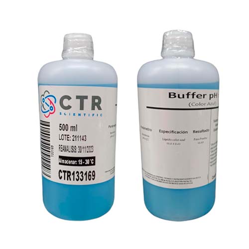 20198. SOLUCION BUFFER PH 10.0 +-0.01 AZUL PLASTICO 500ML PAQUETE C/2 PIEZAS - CTR