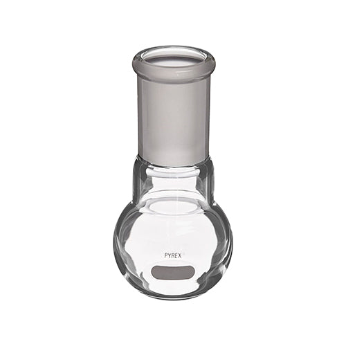 11520.MATRAZ DE EBULLICION DE VIDRIO 50ML FONDO PLANO CUELLO CORTO UNION ESMERILADA 24/40 - PYREX