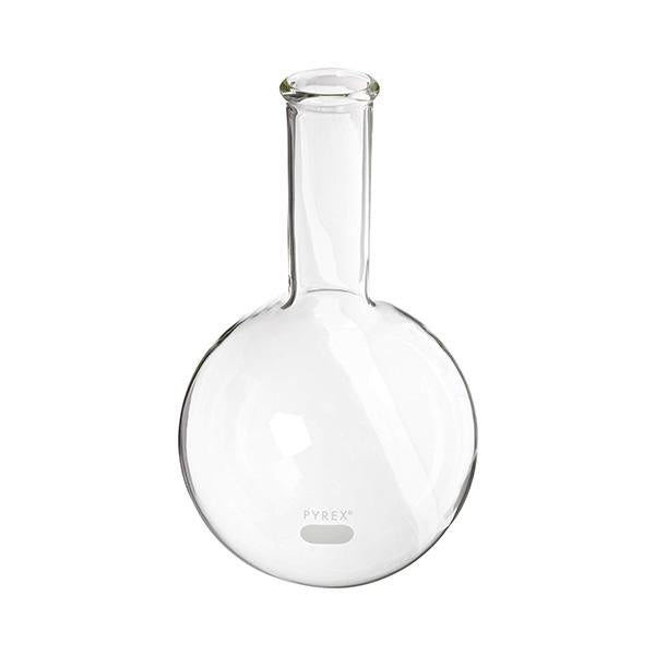 1339. MATRAZ DE EBULLICION DE VIDRIO 1LT FONDO REDONDO CUELLO LARGO - PYREX
