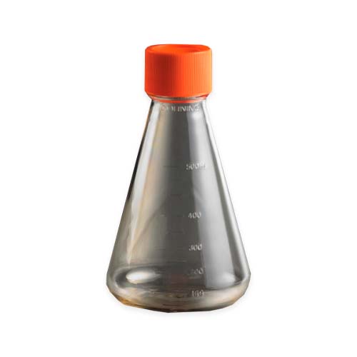 16222. MATRAZ ERLENMEYER DE CULTIVO 500ML DE POLICARBONATO C/TAPON DE ROSCA CORNING