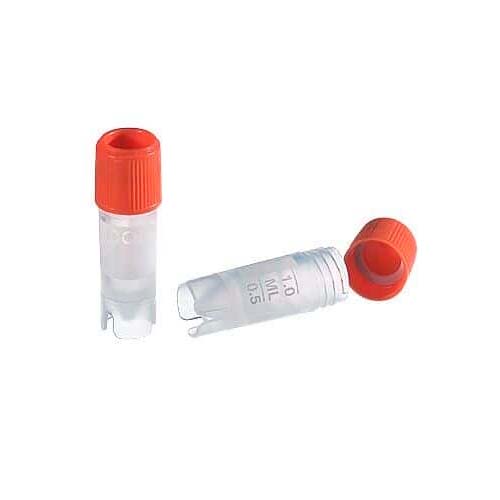 16262. VIAL CRIOGENICO (CRIOVIAL) 1.2ML DE POLIPROPILENO FONDO CONICO, TAPON ROSCADO NARANJA PAQUETE C/50 PIEZAS - CORNING