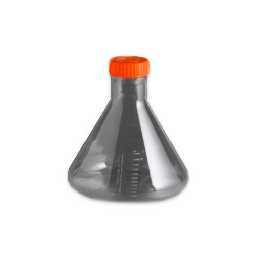 15966. MATRAZ ERLENMEYER DE CULTIVO 3LT DE POLICARBONATO FERNBACH C/TAPA DE VENTILACION CAJA C/4 PIEZAS - CORNING