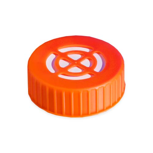 16242. TAPA DE POLIPROPILENO 48MM P/MATRAZ ERLENMEYER DE 2LT, VENTILADA, ESTERIL, COLOR NARANJA PAQUETE C/3 PIEZAS - CORNING