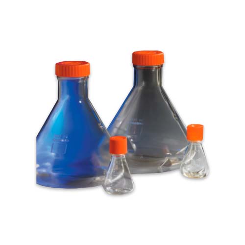15970. MATRAZ ERLENMEYER DE CULTIVO 125ML DE POLICARBONATO C/DEFLECTORES C/TAPA DE VENTILACION CAJA C/50 PIEZAS - CORNING