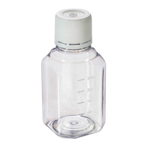 6539. FRASCO PET 250ML P/ALMACENAMIENTO, BOCA ANCHA C/TAPA DE ROSCA GRADUADA ESTERIL - CORNING