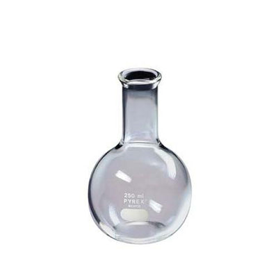 15166. MATRAZ DE EBULLICION DE VIDRIO 250ML FONDO REDONDO UNION ESMERILADA 29/42 - PYREX