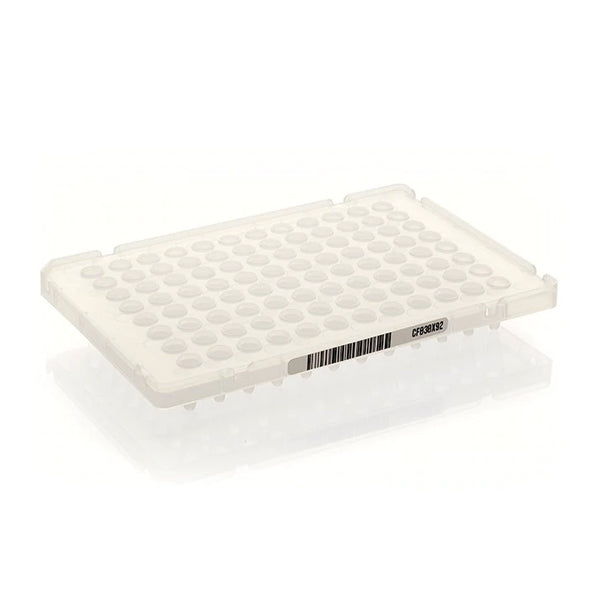 2578. PLACA 0.1ML DE REACCIÓN CON CÓDIGO DE BARRA DE 96 POCILLOS DE PLÁSTICO CLARO PARA PCR COMPATIBLE CON TERMOCICLADORES DE THERMO SCIENTIFIC - APPLIED BIOSYSTEMS