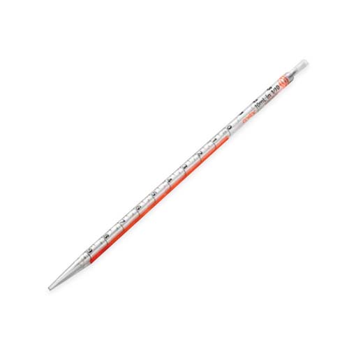 16159. PIPETA SEROLOGICA DE POLIESTIRENO 10MLX1/10ML STRIPETTE BANDA NARANJA, ESTERIL, PUNTA ANCHA, EMPAQUE INDIVIDUAL BOLSA C/50 PIEZAS - CORNING