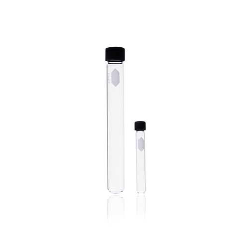 10913. TUBO DE CULTIVO DE VIDRIO 16X150MM DECORADO C/TAPON DE ROSCA PAQUETE C/10 PIEZAS - KIMAX